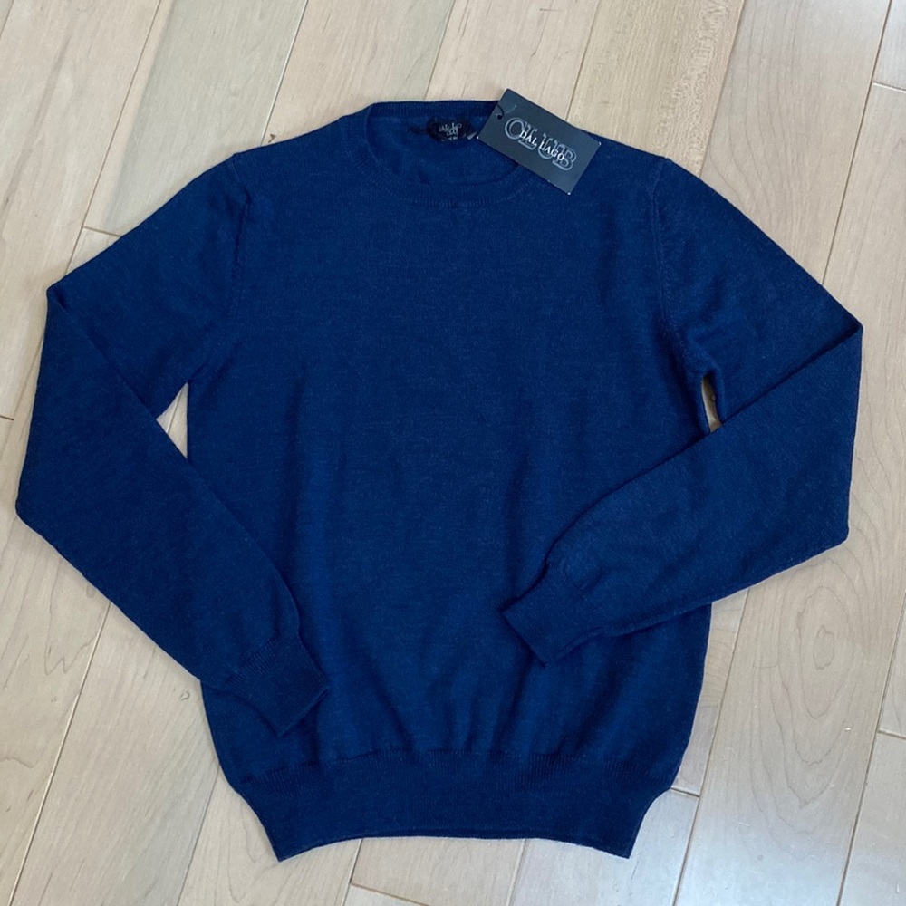 Del logo Italy Donald boys soft thin pure virgin wool navy sweater